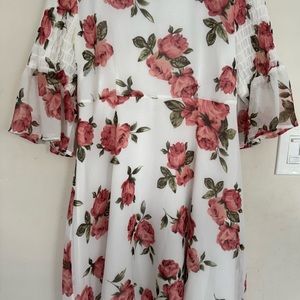 Floral Print Dress with Bell Sleeves